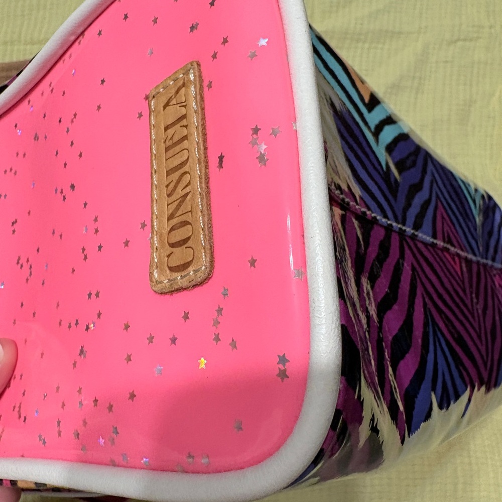 Consuela Zebra Stripe Tote in Pink, Purple, Blue & Peach - Picture 7 of 11